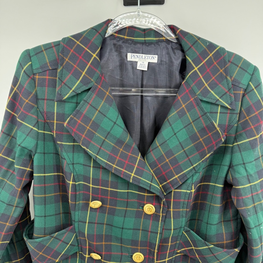 Pendleton Petite Plaid Double Breasted Blazer Jac… - image 3